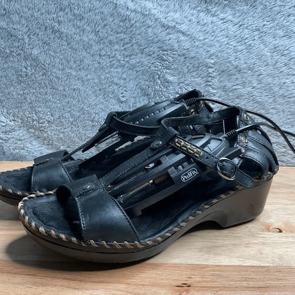 Ariat Shalimar Black Leather T-Strap Wedge Heel Western Sandals‎ Women 10B China